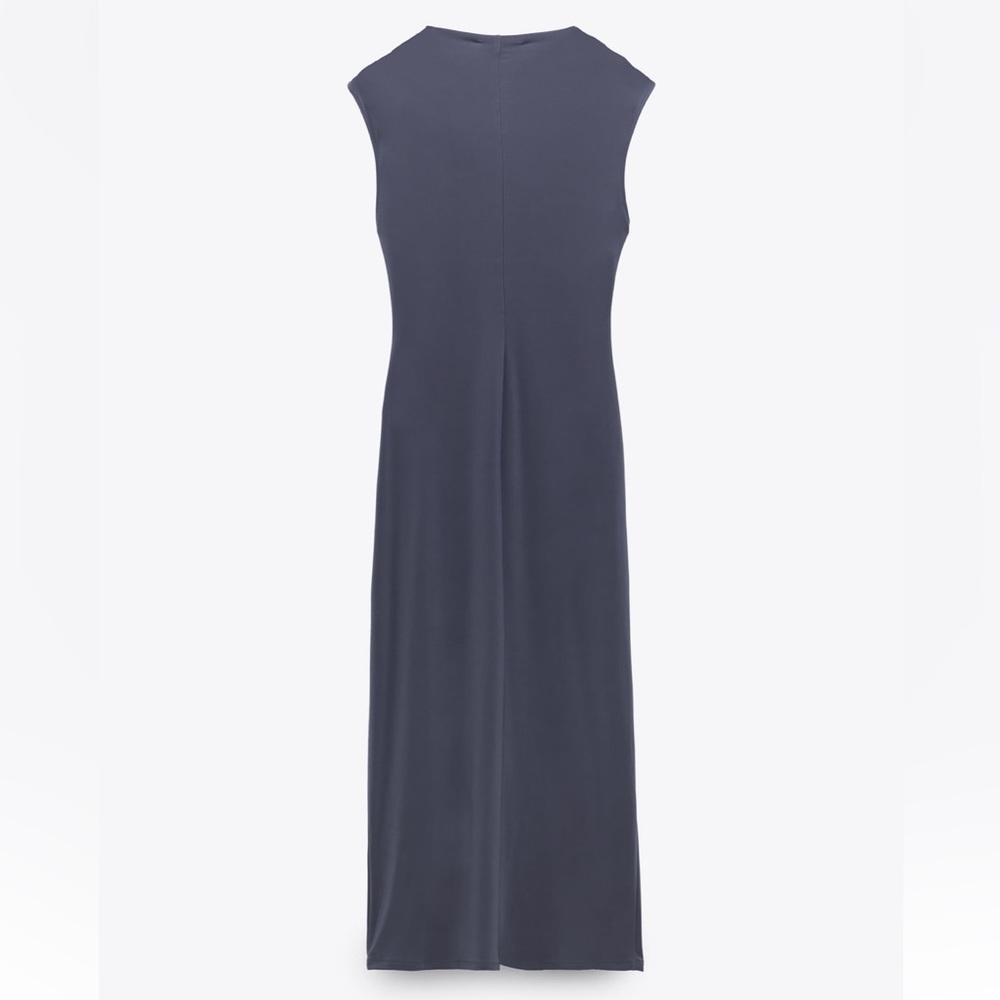 Zara NWOT gray draped stretchy midi dress - Picture 5 of 6
